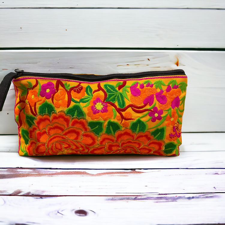 Tangerine blossom on sunshine yellow clutch