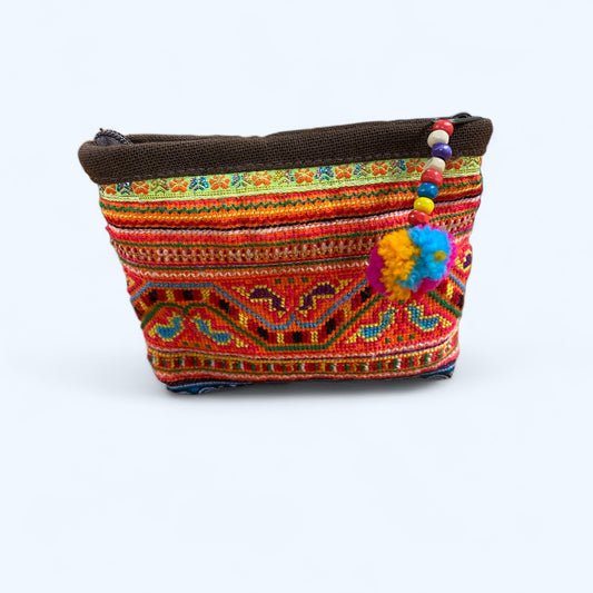 Hill tribe blue birds mini pouch