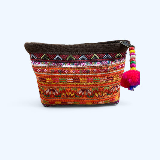 Hill tribe orange and gold min pouch