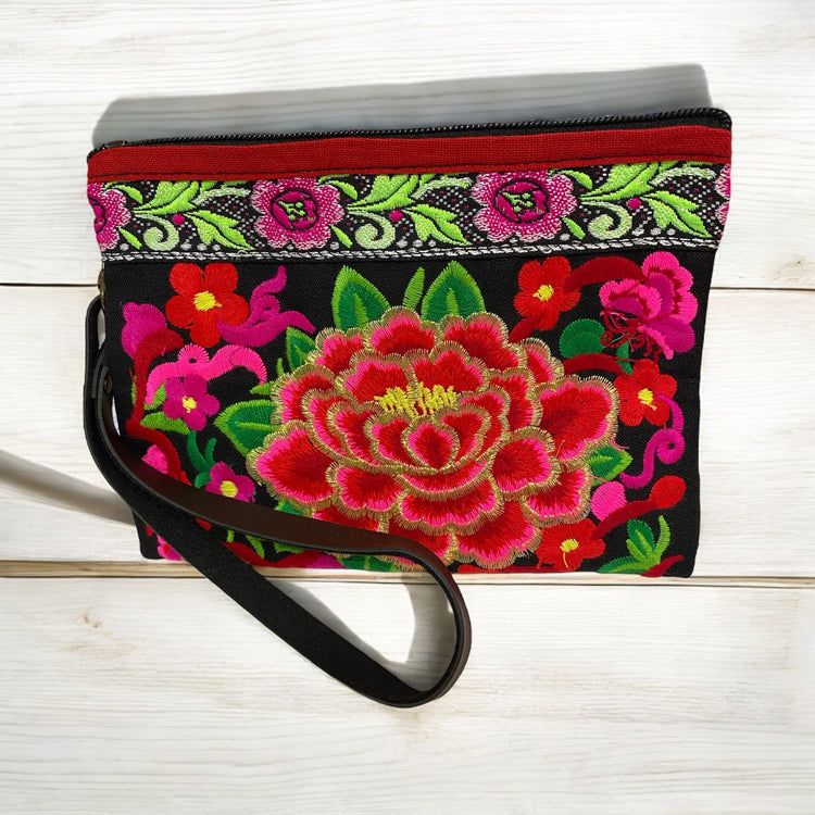 Ruby rose baby blossom on licorice wristlet