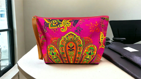 Citrus mandala swirl on hot pink clutch