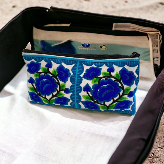 Electric blue baby blossom on white wristlet